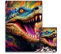 Puzzle 1000 pièces Crocodile du Nil psychédélique, Jeu Stimulant pour Adolescents et Interaction familiale, 50x75cm/19,68x29,52 Pouces