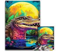 Puzzle 1000 pièces Crocodile du Nil psychédélique pour Adultes, décoration à Faire soi-même, défi cérébral, pour Adultes, Famille, Cadeau de Vacances 50x75cm/19,68x29,52 Pouces