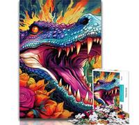 Puzzle 1000 pièces Crocodile du Nil psychédélique pour Adultes, Jouets éducatifs et éducatifs pour la Famille, pour renforcer l'amour Entre Couples, 26x38cm