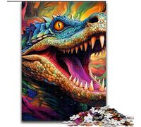 Puzzle 1000 pièces Crocodile du Nil psychédélique, Puzzle en Bois, pour Les Anniversaires, Noël, Halloween, Thanksgiving et Pâques (Taille 50x75cm)