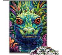 Puzzle 1000 pièces Crocodile du Nil psychédélique Puzzle en Carton, Casse-tête Stimulant pour Les Adolescents, idéal pour la décoration intérieure ou comme Cadeau 1000 pièces(26x38cm)