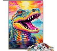 Puzzle 1000 pièces Crocodile du Nil psychédélique Puzzles en Carton pour Adultes Taille 26x38cm Soirée de Jeux en Famille Amusante, œuvres d'art décoratives à Faire soi-même