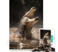 Puzzle 1000 pièces Crocodile Prédateur en Embuscade Jeu cognitif Amusant Pièces Robustes et découpées avec précision Exercice Mental Calme à Faire à la Maison (50x75cm)
