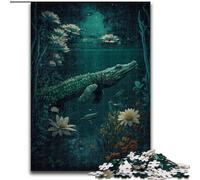 Puzzle 1000 pièces Crocodile Wonder en Bois, pour Les Parents, Les Amoureux et Les Amis - 14 Ans et Plus 50x75cm Activité de Jeu familiale captivante