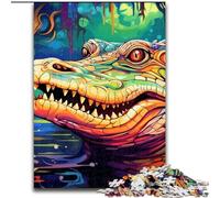 Puzzle 1000 pièces Crocodiles colorés en Carton, pour Les Anniversaires, Noël, Halloween, Thanksgiving et Pâques (Taille 26x38cm)