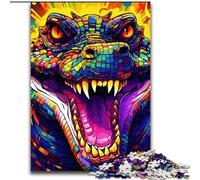 Puzzle 1000 pièces Crocodiles colorés en Carton, pour Les Anniversaires, Noël, Halloween, Thanksgiving et Pâques (Taille 26x38cm)