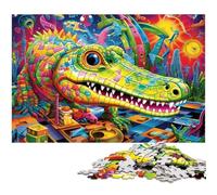 Puzzle 1000 pièces Crocodiles du Nil colorés, Jeu Stimulant pour Adolescents, pour Les fêtes, 26 x 38 cm / 10,23 x 14,96 Pouces