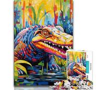 Puzzle 1000 pièces Crocodiles du Nil colorés pour Adolescents, Jouets éducatifs et Anti-Stress, idéal pour la décoration de Bureau (38x26cm)