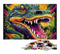 Puzzle 1000 pièces Crocodiles du Nil colorés, Puzzle en Bois pour Adultes et Adolescents, idéal pour Un Anniversaire ou des Vacances, 50x75cm / 19,68x29,52 Pouces