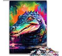 Puzzle 1000 pièces Crocodiles du Nil colorés, Puzzle Impossible pour Adultes, Cadeau d'anniversaire, de Vacances, de Noël ou d'halloween (Taille 26x38cm)