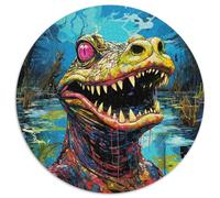 Puzzle 1000 pièces Crocodiles du Nil colorés, Puzzle Rond en Papier, Casse-tête Stimulant pour Adolescents, soirée de Jeux en Famille (67,5 x 67,5 cm)