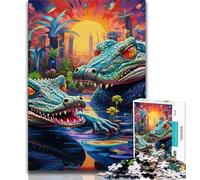 Puzzle 1000 pièces Crocodiles du Nil pour Adultes et Adolescents, Anti-Stress, défi Difficile, renforce l'amour Entre Couples, 38x26cm