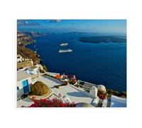 Puzzle 1000 Pieces，Croisières de rêve Devant l'île de rêve Santorin，Adultes Enfants en Papier Puzzle Classique Jeu Jouet Puzzles（50x70cm）-AW71