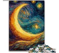 Puzzle 1000 pièces Croissant de Lune Peinture à l'huile pour Adultes et Adolescents, pour Un séjour de détente et Un Amour de Couple 50x75cm