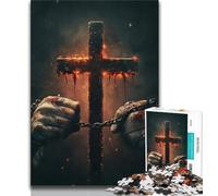 Puzzle 1000 pièces Croix enflammée, Anti-Stress, défi Difficile, Chaque pièce est Unique - Jeu Familial Stimulant et Amusant 75x50cm