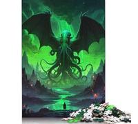 Puzzle 1000 pièces Cthulhu Mythos Art pour Adultes et Puzzle en Bois pour Les Amateurs de Puzzles 1000 pièces (75 x 50 cm)