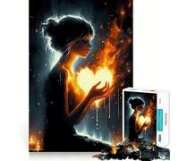 Puzzle 1000 pièces Cœur brûlant Pièces découpées nettes Jeu de compétences cognitives Moment de Calme et de Divertissement Décoration Artistique de Noël (38x52cm)