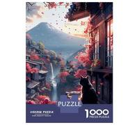 Puzzle 1000 Pièces Cute Cat Serenity Scenery Puzzle Adulte Jeu Manuel pour S'amuser en Famille Cadeaux Uniques pour Un Anniversaire Et Noël 70x50cm/1000pcs