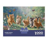 Puzzle 1000 Pièces Cute Kittens Garden Puzzle Adulte, Casse-tête, Découpe De Précision, Cadeau Unique pour Anniversaire Et Noël 38x26cm/1000pcs