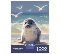 Puzzle 1000 Pièces Cute Seal Pup on Beach Puzzles pour Adultes, Jouets Anti-Stress, Cadeaux pour Femmes, Cadeaux d'anniversaire Uniques 52x38cm/1000pcs