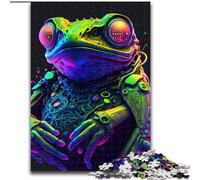 Puzzle 1000 pièces Cyber Frog Neon Puzzle en Carton, Jeu Familial interactif, décoration d'intérieur DIY, défi cérébral, Cadeau 1000 pièces(26x38cm)