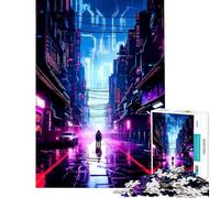 Puzzle 1000 pièces Cyberpunk City of Night pour Un Anniversaire Noël ou Un Jeu Familial Amusant et Humoristique à partir de 14 Ans (38x26cm)