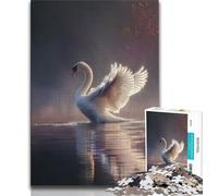 Puzzle 1000 pièces Cygne Blanc Peinture à l'huile Puzzle 1000 pièces pour Adultes et Adolescents avec Affiche et fiche de Questions-réponses pour Les 14 Ans (38x26cm)