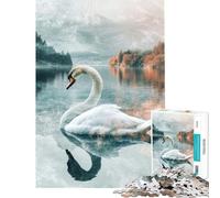 Puzzle 1000 pièces Cygne sur Un lac Tranquille Jeu éducatif Défi ludique pour Passer Le Temps à la Maison (Dimensions 38x52cm)