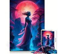 Puzzle 1000 pièces Dame Lune Rouge pour Adolescents améliore la mémoire, Divertissement paisible, découpe Laser, (50x75cm)