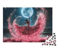Puzzle 1000 pièces « Danse au Clair de Lune » (Danseuse, Lune, Rose, Tourbillon) - Jeu éducatif pour Adultes (à partir de 12 Ans) - Décoration intérieure - difficulté : Difficile - 38 x 26 cm