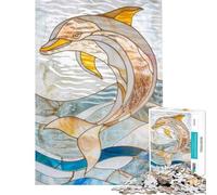 Puzzle 1000 pièces Dauphin Animal Or Difficile et Stimulant Analyse et Logique Jeux Éducatifs Convient aux 14 Ans et Plus (50x75cm)