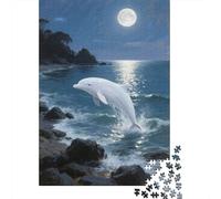 Puzzle 1000 Pièces Dauphin Bord de mer 3D Puzzle en Bois, Adultes Et Enfants À Partir De 14 Ans, Défi, Décoration Intérieure, Cadeau Unique 1000pcs (75x50cm)