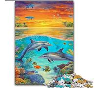 Puzzle 1000 pièces Dauphin de l'océan Puzzles 1000 pièces pour Adultes, ce Qui en Fait Un Excellent Cadeau pour s'amuser en Famille (Taille 50x75cm)