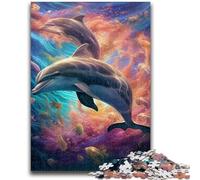 Puzzle 1000 pièces Dauphins colorés pour Adolescents et Adultes, Jeu éducatif, Jouet, décoration d'intérieur et Cadeaux Uniques (38x26cm)