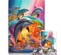 Puzzle 1000 pièces Dauphins colorés pour Adultes, 1000 pièces, Jouets éducatifs, Anti-Stress, liste de souhaits avec Père Noël 75x50cm