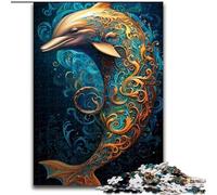 Puzzle 1000 pièces Dauphins colorés Puzzle en Carton, Divertissement Relaxant, Cadeau de Noël Parfait et décoration intérieure 1000 pièces(26x38cm)