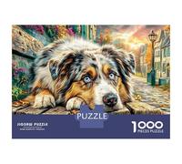 Puzzle 1000 pièces « Dauphins et voiliers au Coucher du Soleil », Gros Plan d'un Chien endormi, Jeu éducatif pour Adultes, défi de Haute difficulté d'anniversaire, 52 x 38 cm