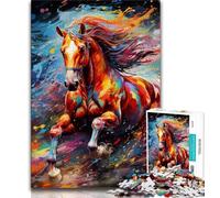 Puzzle 1000 pièces de Chevaux colorés psychédéliques pour Adultes, Difficile à compléter mais Amusant et Humoristique, décoration d'intérieur et Cadeaux Uniques 38x26cm