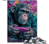 Puzzle 1000 pièces de chimpanzés Jouant à des Jeux pour Adolescents, Jouets éducatifs et éducatifs, Jeux familiaux, idéal pour la décoration de Bureau (Taille 50x75cm)