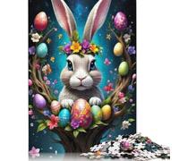Puzzle 1000 Pièces de Lapin de Pâques pour Adultes Puzzle Rectangulaire Créatif Puzzle en Bois Jeu d'ingéniosité Jouet 1000 Pièces (75x50cm)