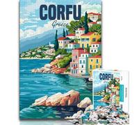 Puzzle 1000 pièces de l'île de Corfou, Grèce, pour Adultes, Jeu Stimulant et décoration Murale en Famille, Cadeaux d'anniversaire et de Noël Uniques 50x75cm