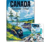 Puzzle 1000 pièces de l'île de Vancouver, Canada, pour Adultes et Adolescents, pour Tuer Le Temps en Vacances Chaque pièce est Unique - Jeu Familial Stimulant et Amusant 38x26cm