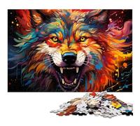 Puzzle 1000 pièces de Loup en colère coloré et Fantastique pour Adultes Jeu éducatif défi Cadeau Secret du Père Noël 1000 pièces (75 x 50 cm)