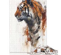 Puzzle 1000 pièces de Peinture de Profil de Tigre pour Adultes, Cadeau d'halloween, Puzzle pour Adultes, décoration de la Maison, Jouets, 1000 pièces (75 x 50 cm)