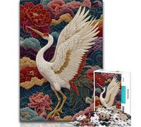 Puzzle 1000 pièces de Style Chinois représentant Une Grue à Couronne Rouge, idéal pour Les Adultes, idéal pour soulager Le Stress et Les défis, idéal comme Cadeau ou Jouet 75x50cm