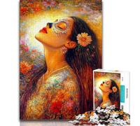 Puzzle 1000 pièces de Style Mexicain, Motif tête de Mort, idéal pour Les Adolescents Aide Le Cerveau à exercer Ses Sens Jouets addictifs pour cultiver la Patience Convient aux Couples 75x50cm