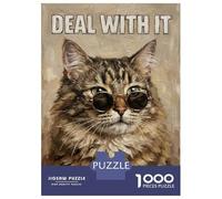 Puzzle 1000 Pièces Deal with It Cat Painting Puzzles pour Adolescents : Améliorent La Mémoire, Défi Éducatif, Cadeaux pour Les Amis Et La Famille 52x38cm/1000pcs
