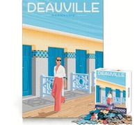 Puzzle 1000 pièces Deauville France Impression Découpe Parfaite Jeu de réflexion Amusant et Stimulant Activité d'anniversaire conviviale (38x26cm)