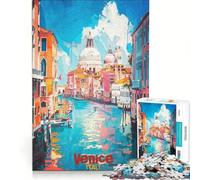 Puzzle 1000 pièces Découverte de Venise Affiche Artistique Jeu Relaxant Cadeau d'interaction Parent-Enfant pour Les Amis et la Famille 38x52cm