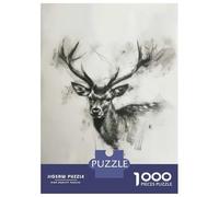 Puzzle 1000 Pièces Deer Head in Charcoal pour Adolescents - Jeu De Réflexion - Cadeaux pour Femmes - Idées Cadeaux Uniques pour Un Anniversaire Ou Noël 52x38cm/1000pcs